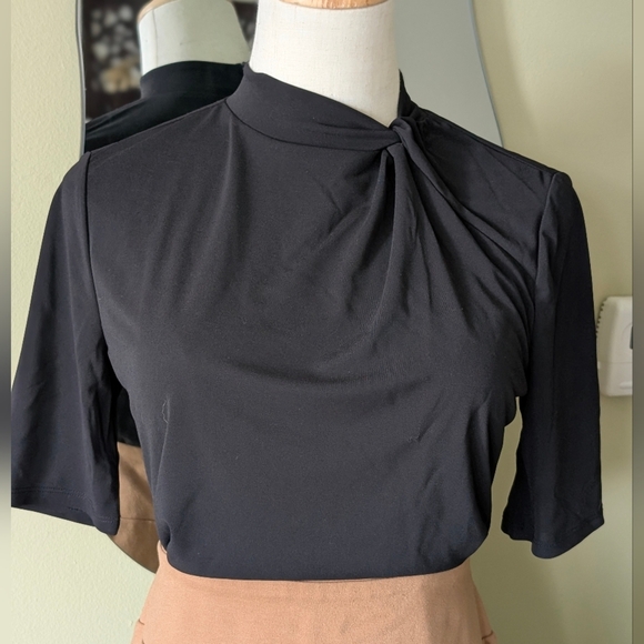 Worthington Women's Size XS Black 3/4 Sleeve Stretchy Mock Twist Neck Top - Picture 4 of 11